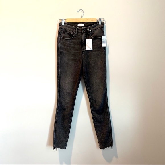 NWT Good American Good Curve Skinny Raw Hem Black Jeans Size 2 - Picture 3 of 7